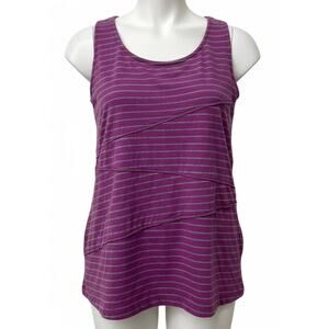 White Sierra Tank Top Women Size S Purple Gray Striped Cotton Modal Blend Y2K
